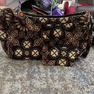Vera Bradley Floral Patterned Brown Shoulder Bag and wallet NWOT
